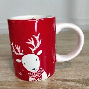 Sur La Table Red Holiday Reindeer Christmas Espresso Cup